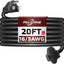Extensión cable 20ft exterior negro resistente agua