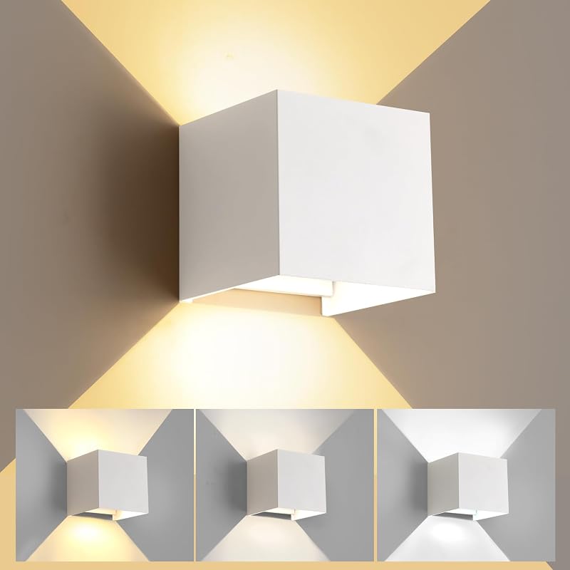 Aplique pared cuadrado blanco mate 20W 3000K-6500K IP65 ETL