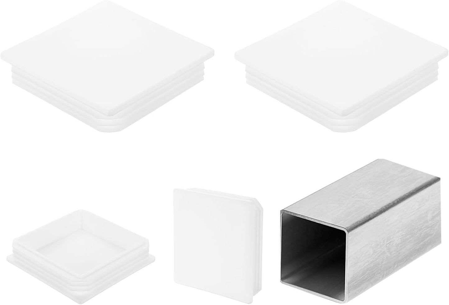 Tapones cuadrados tubo 4.724pulg plástico blanco