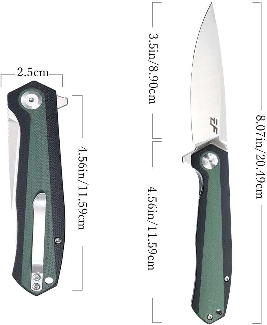 Cuchillo plegable EDC G10 D2 para acampar verde