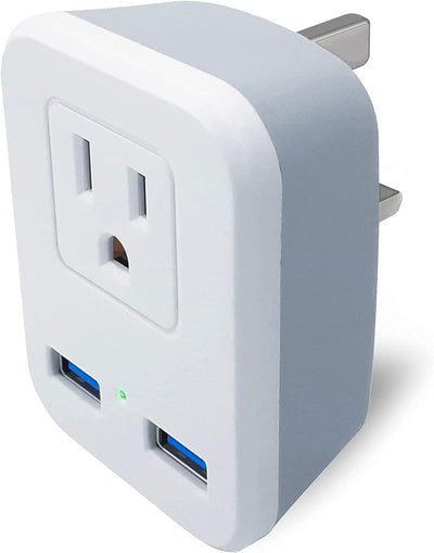 Adaptador enchufe tipo G EE.UU. a Reino Unido 2 puertos USB