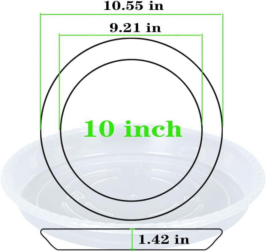 6 Pzas Platillo Plástico Transparente 10pulg para Maceta Interior