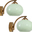 Aplique pared vintage cristal verde dorado cepillado set 2
