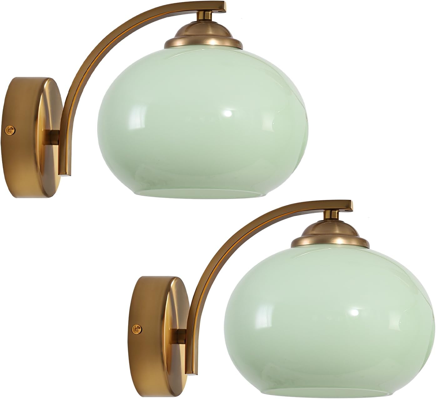 Aplique pared vintage cristal verde dorado cepillado set 2