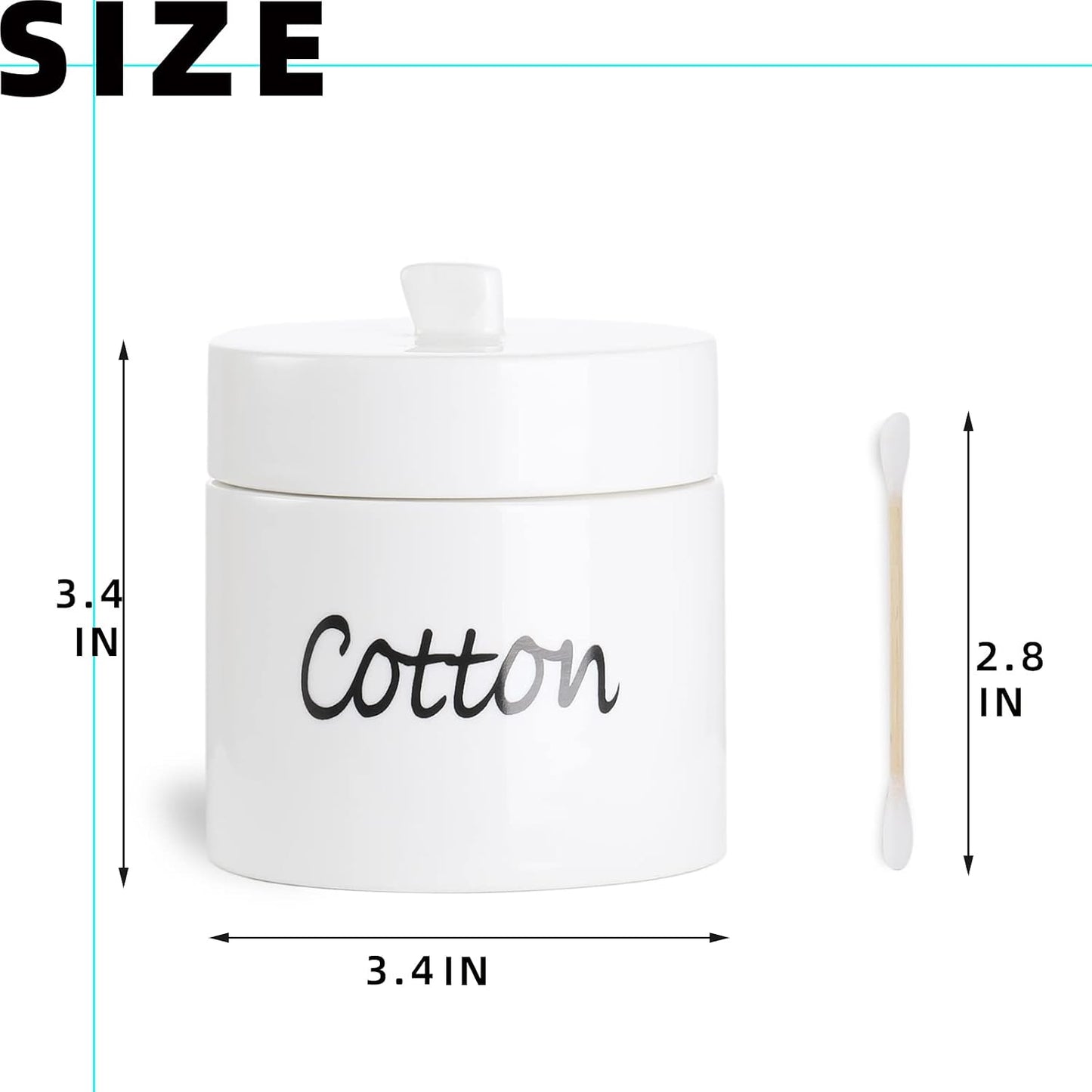 Organiz. hisopos algodón cerámica con tapa blanco