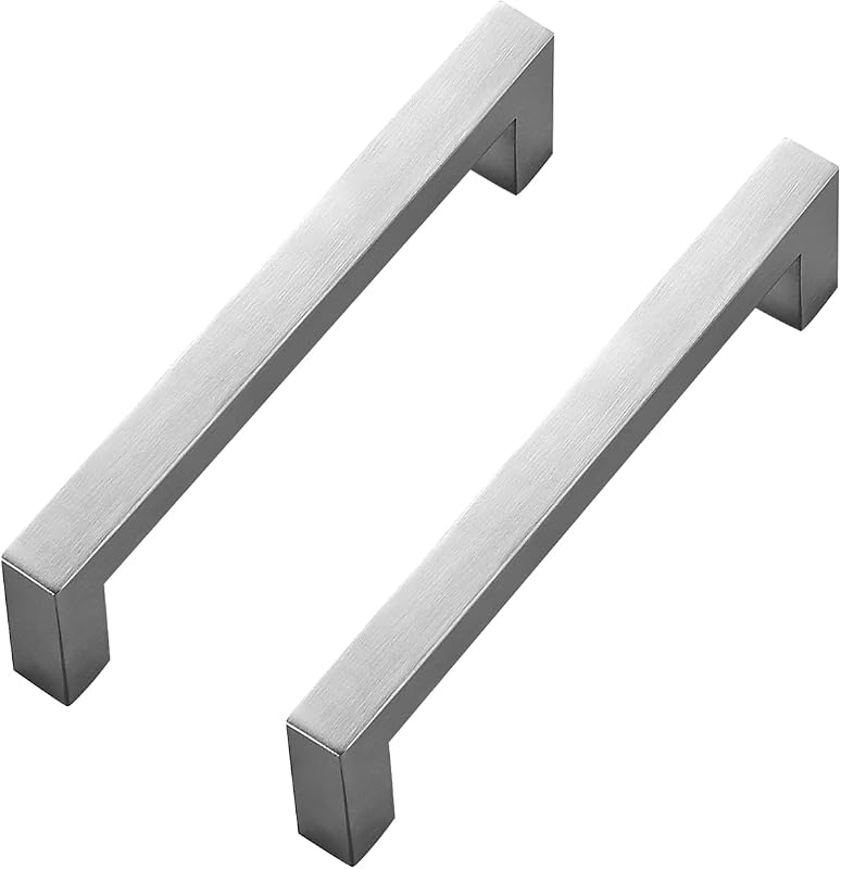 30 Manijas Barra Cuadrada Níquel Cepillado 5"