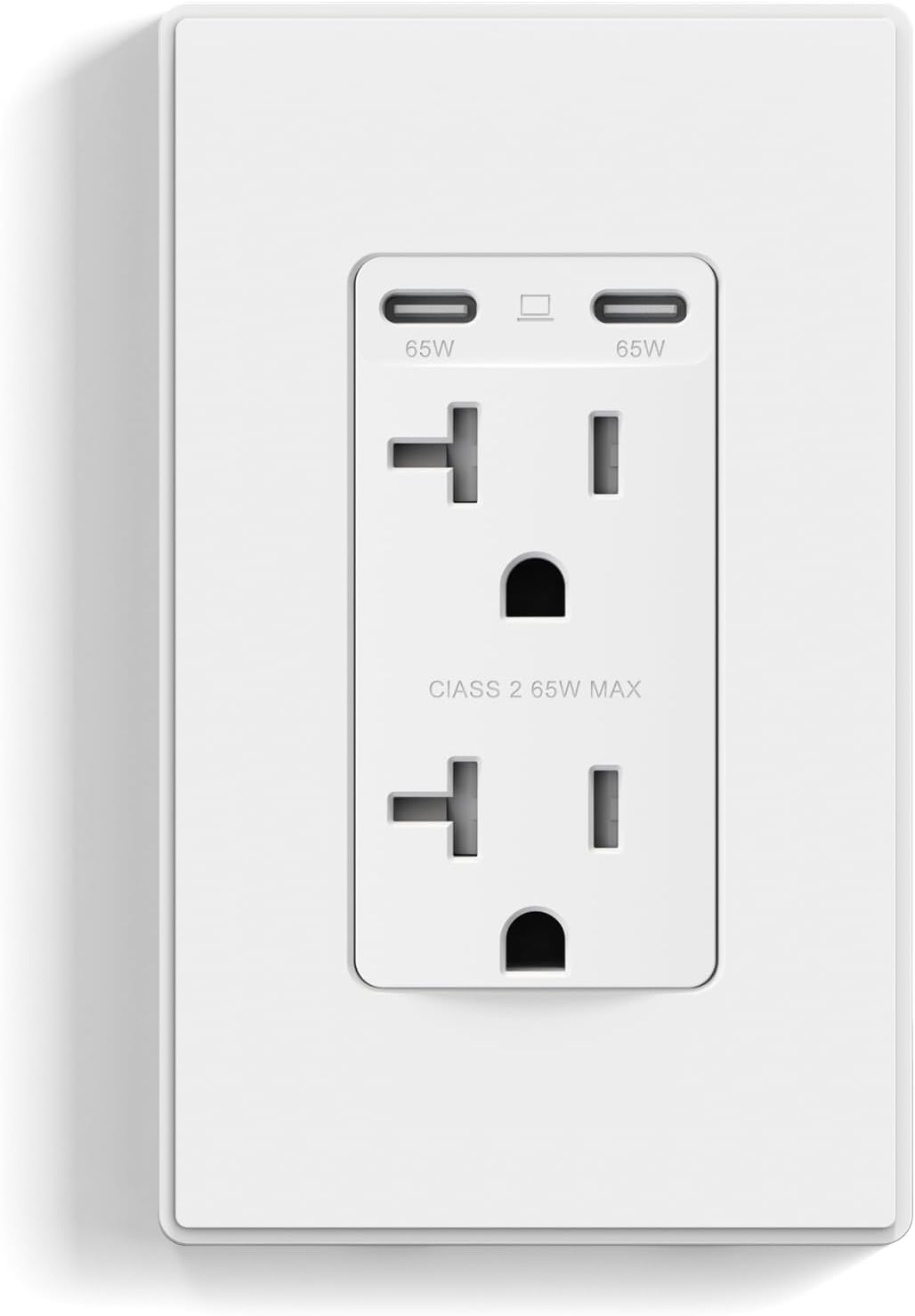 Receptáculo USB C 65W para laptop con placa de pared