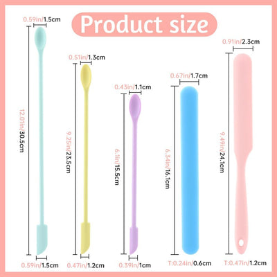 5 Espátulas Silicón Multicolor Reutilizables Maquillaje