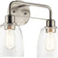 Lámpara baño 15.25pulg 2 luces níquel cepillado pared