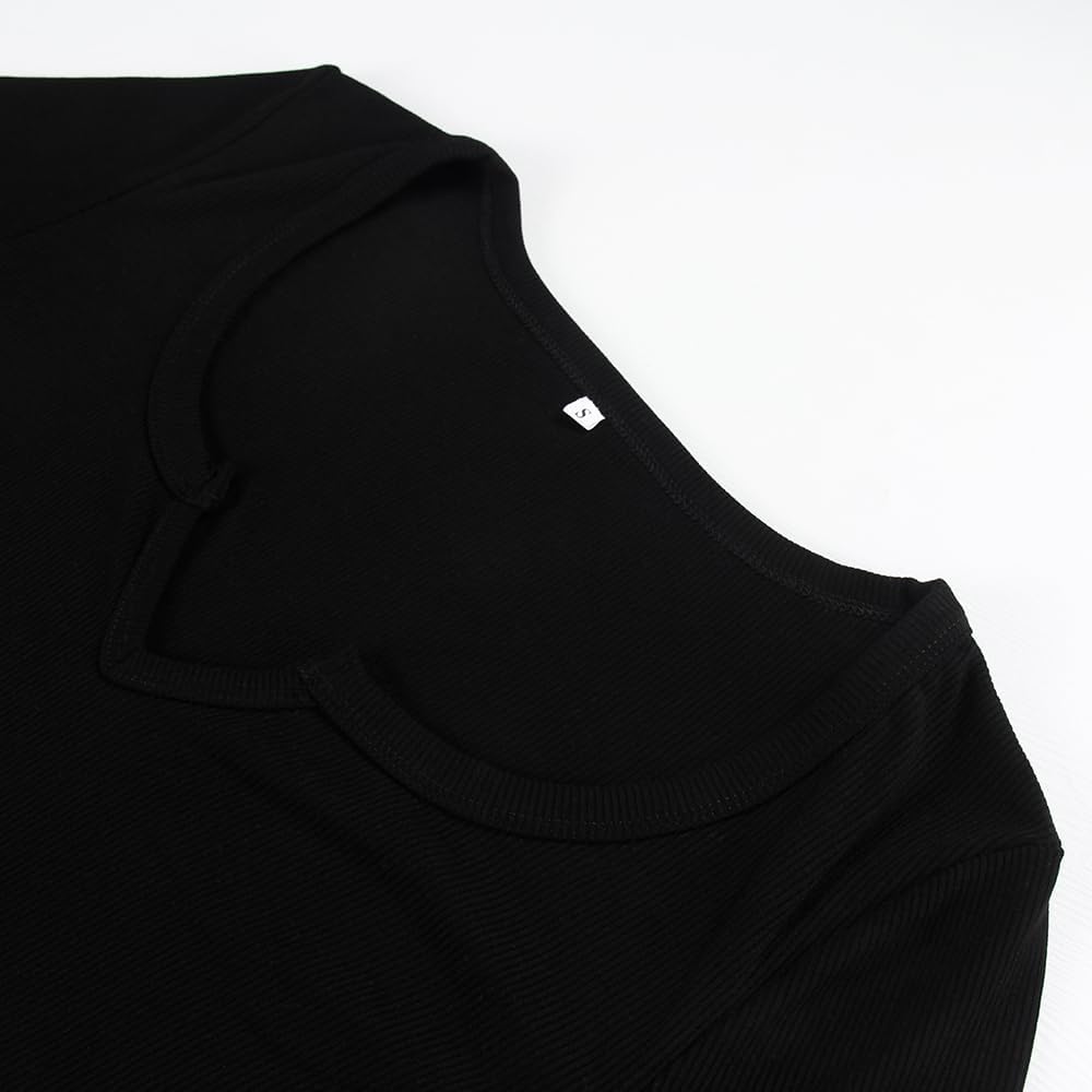 Blusa corta manga larga mujer cuello redondo ajustada