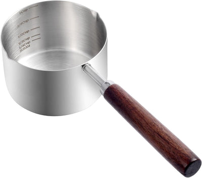 Cuchara medidora acero inox 304 mango madera 1 taza