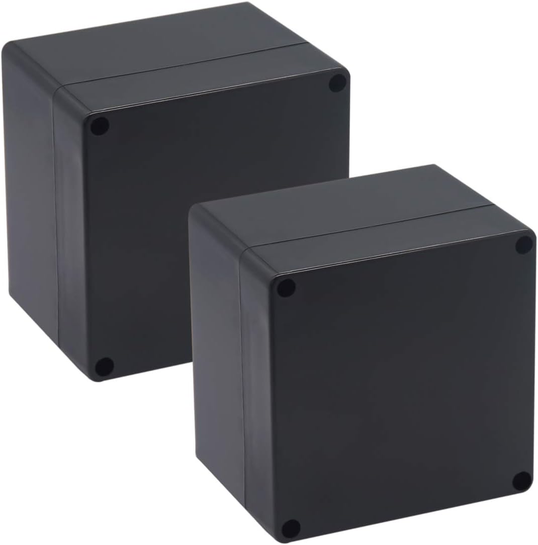2 Cajas Plástico ABS IP65 para Proyectos Eléctricos Negras