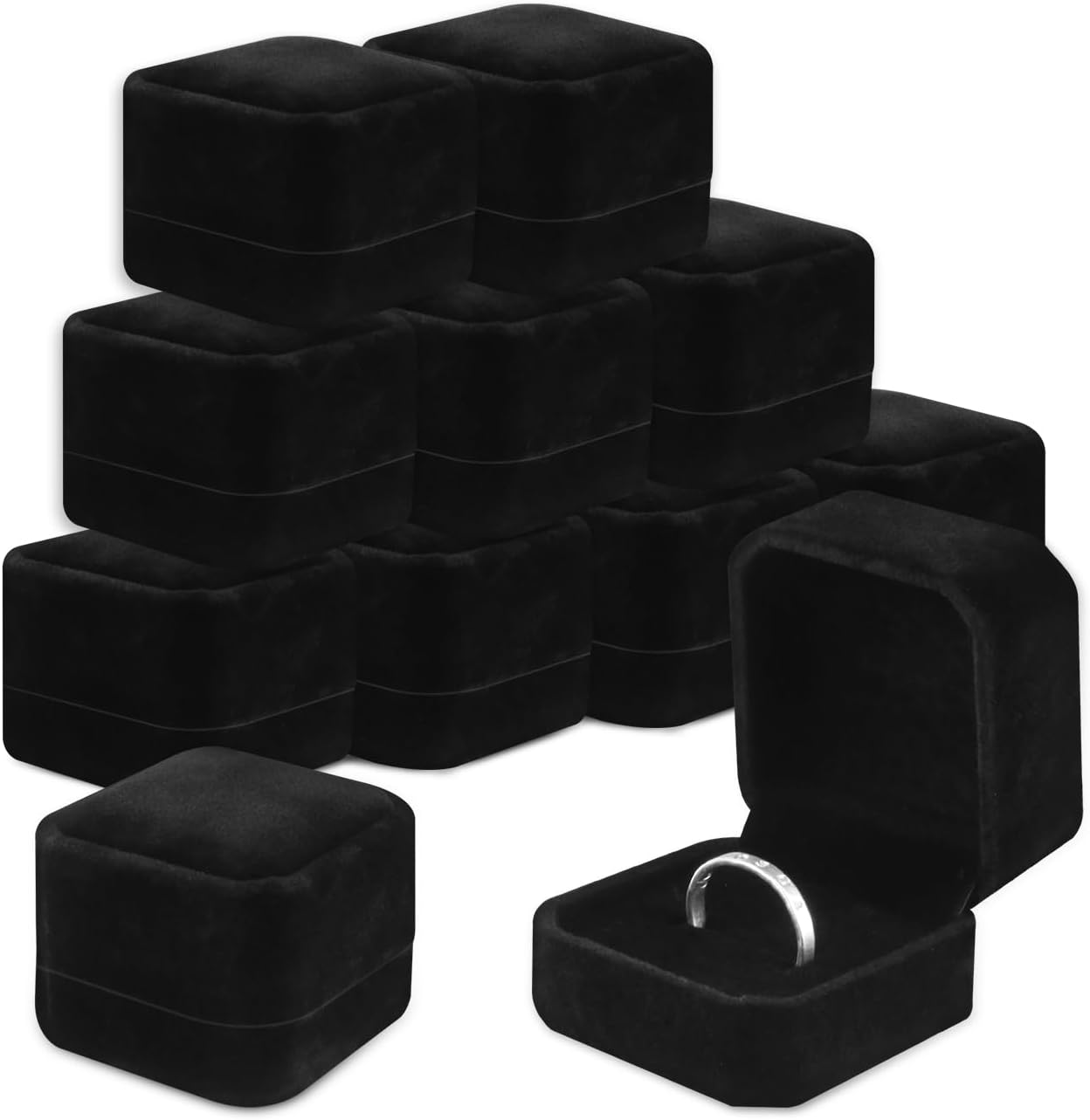 Set 12 cajas terciopelo para anillos 2.1x2"