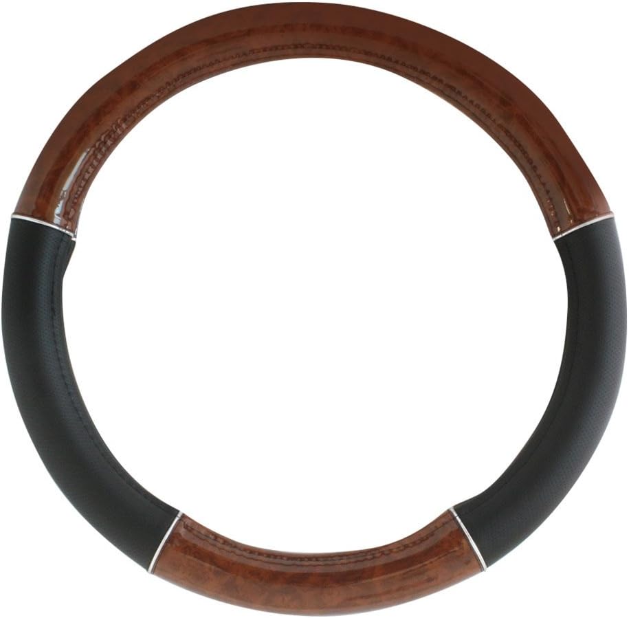 Funda volante lujo 20pulg color madera oscura ribete cromado