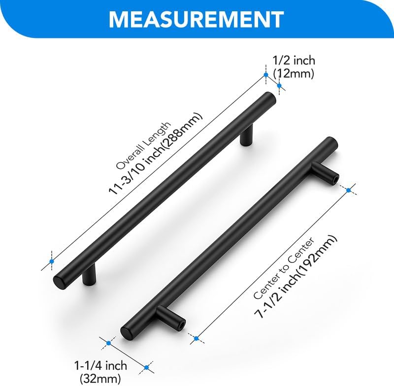 Manijas acero inox 7.5" pack 30 para armarios y cajones