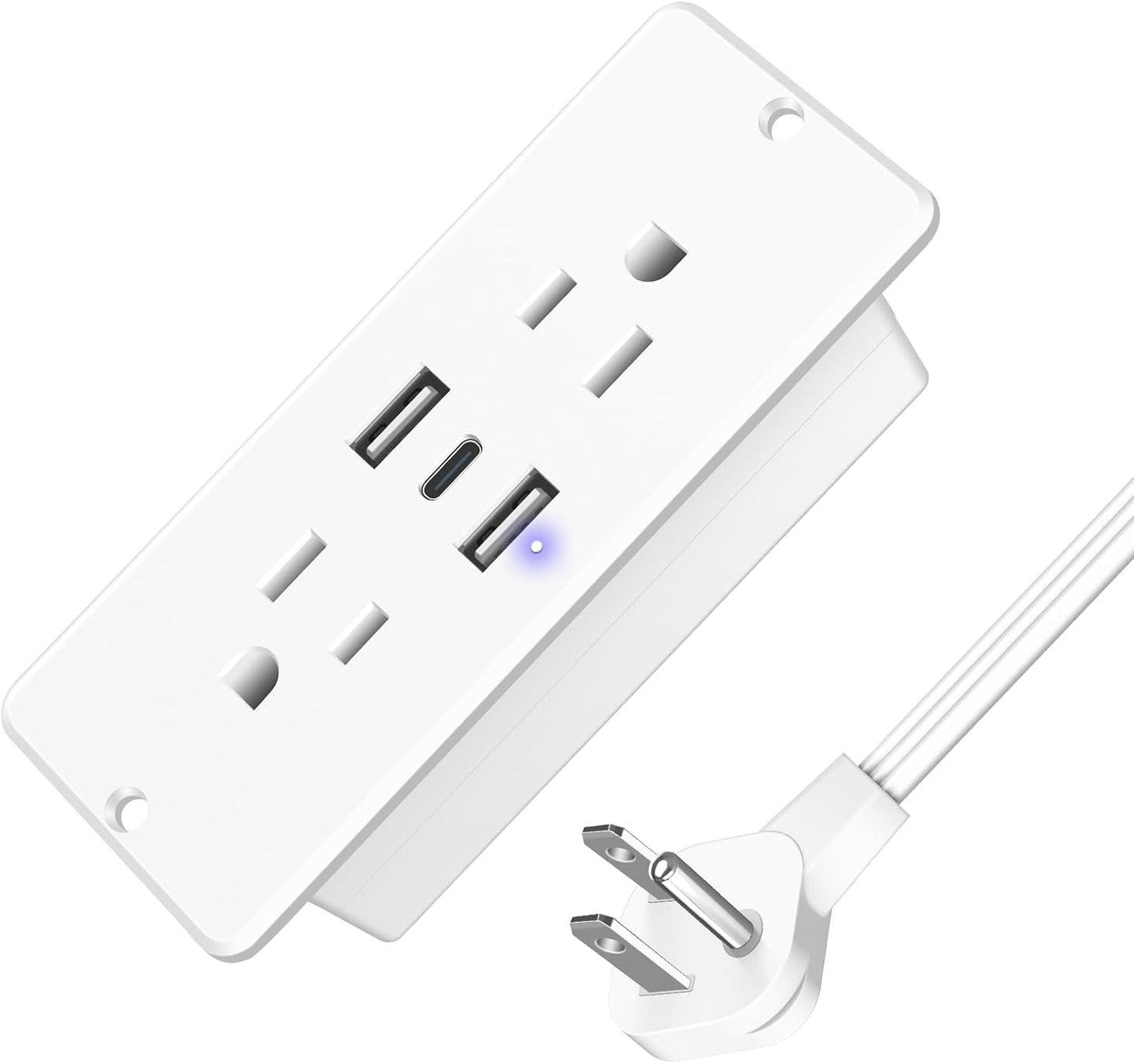 Regleta enchufes empotrada 5en1 con clavija plana 20W USB
