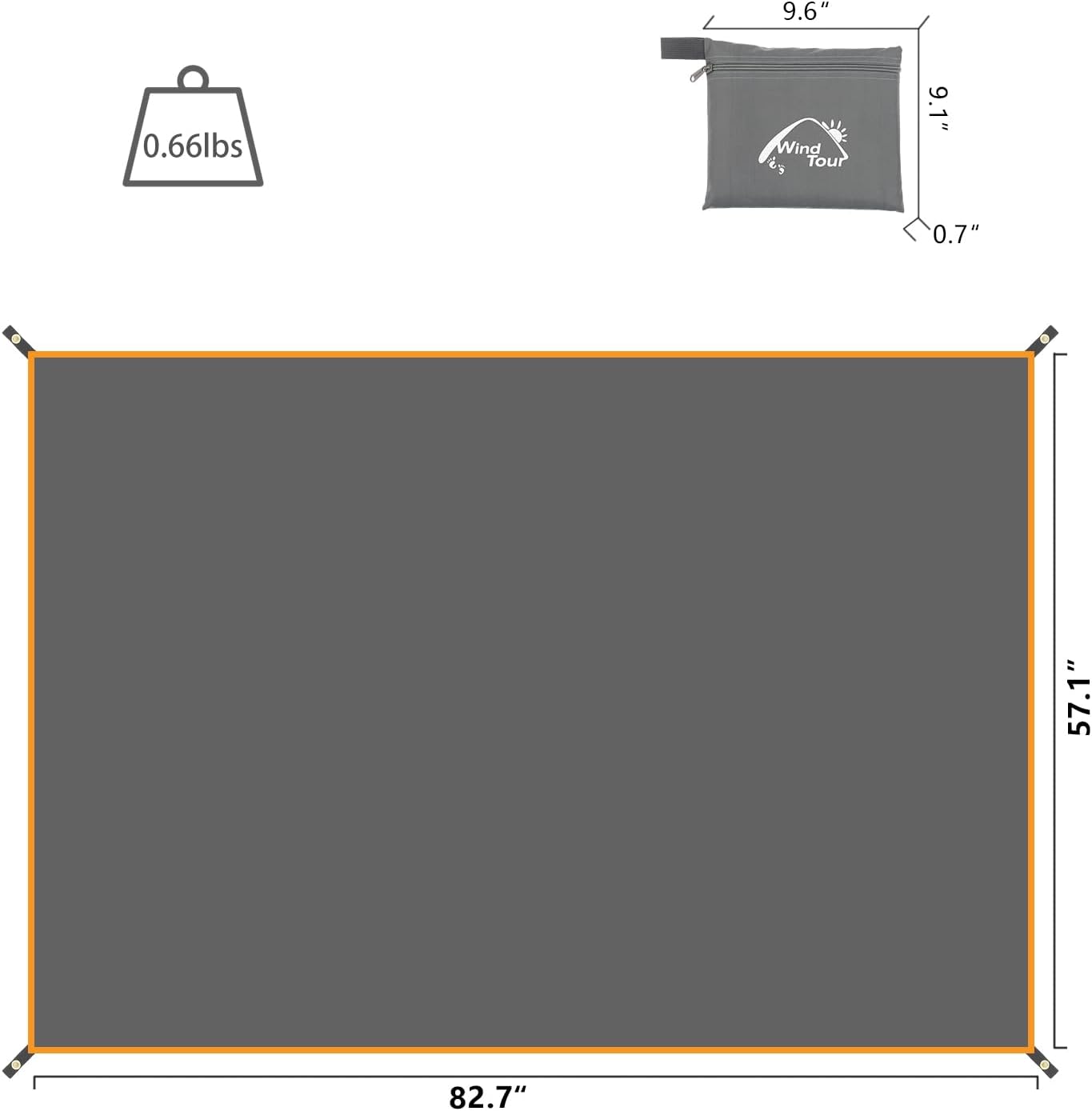 Lona portátil para camping senderismo 57x83pulg con bolsa