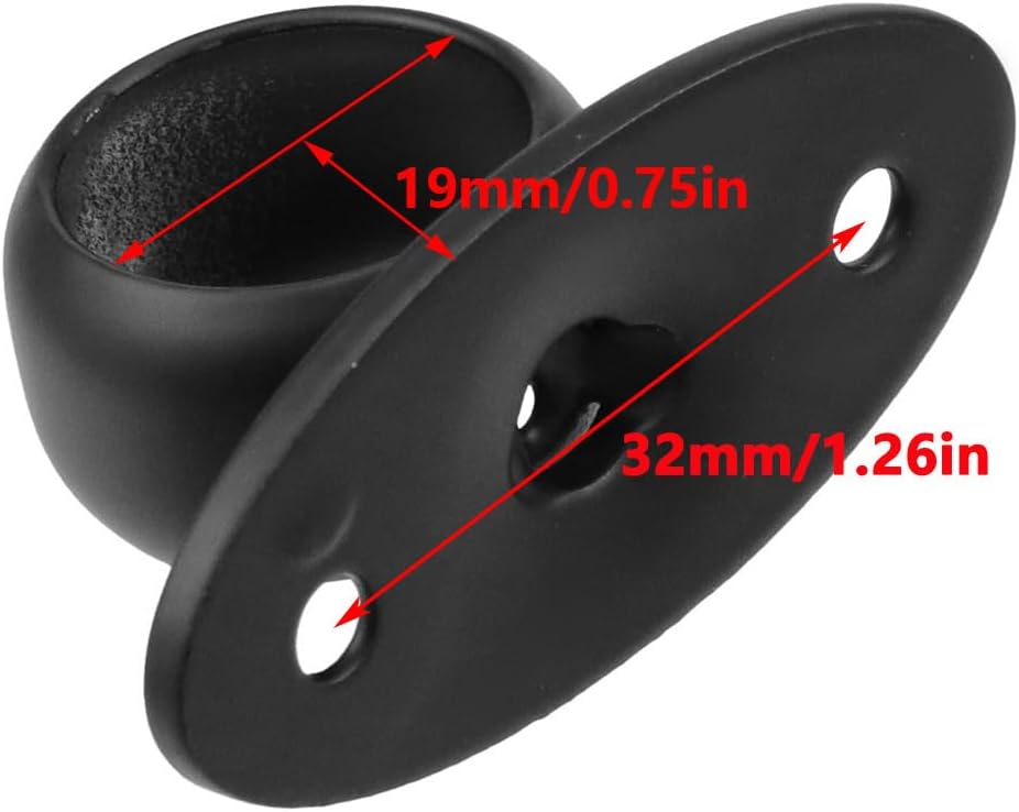 Brida acero inox para barra armario 6 Pzas color negro