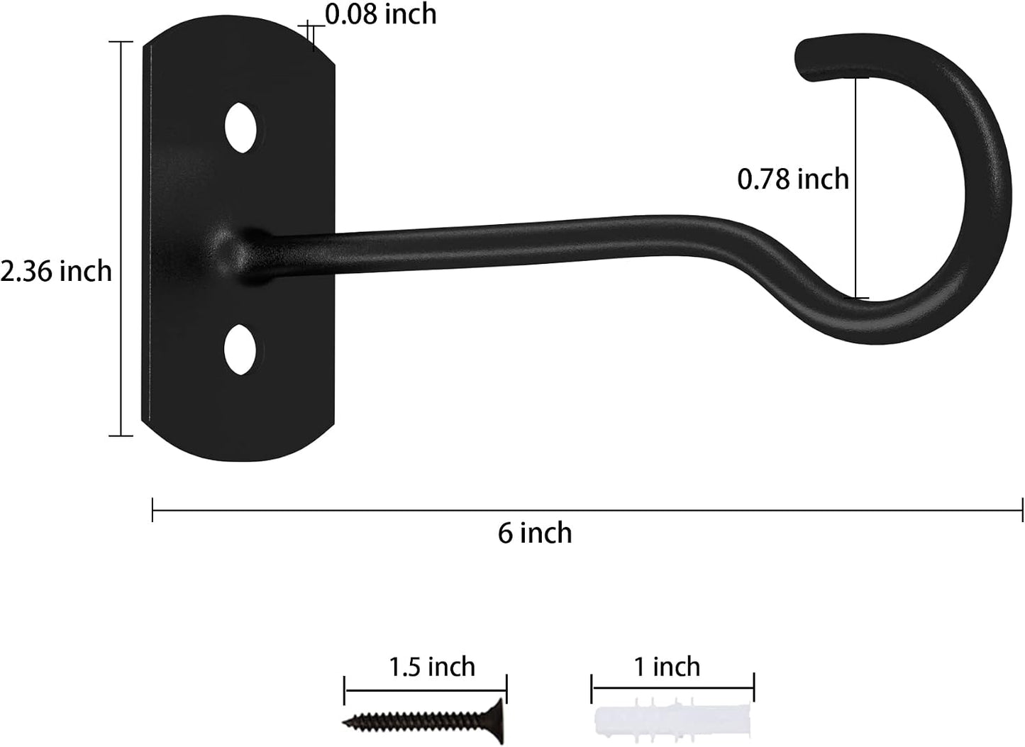Ganchos colgantes para plantas 6pulg pack 2 color negro