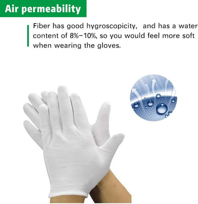 4 Pzas Guantes Algodón Blanco Talla Mediana