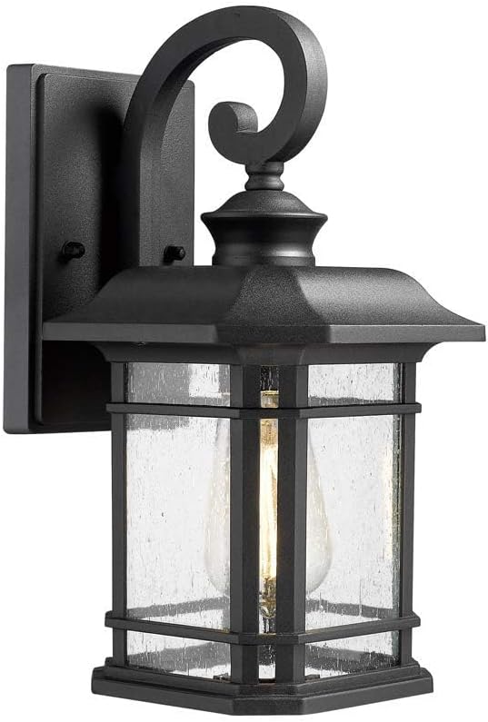 Lámpara aplique pared exterior 1 luz negro vidrio granulado