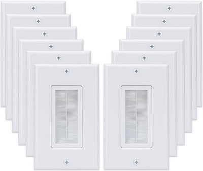 Placa pared cepillo 1 banda cables HDMI coaxial 12pzas blanco