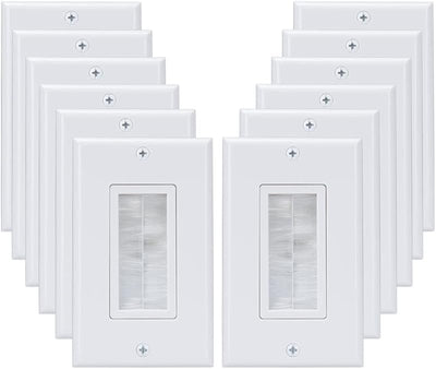 Placa pared cepillo 1 banda cables HDMI coaxial 12pzas blanco