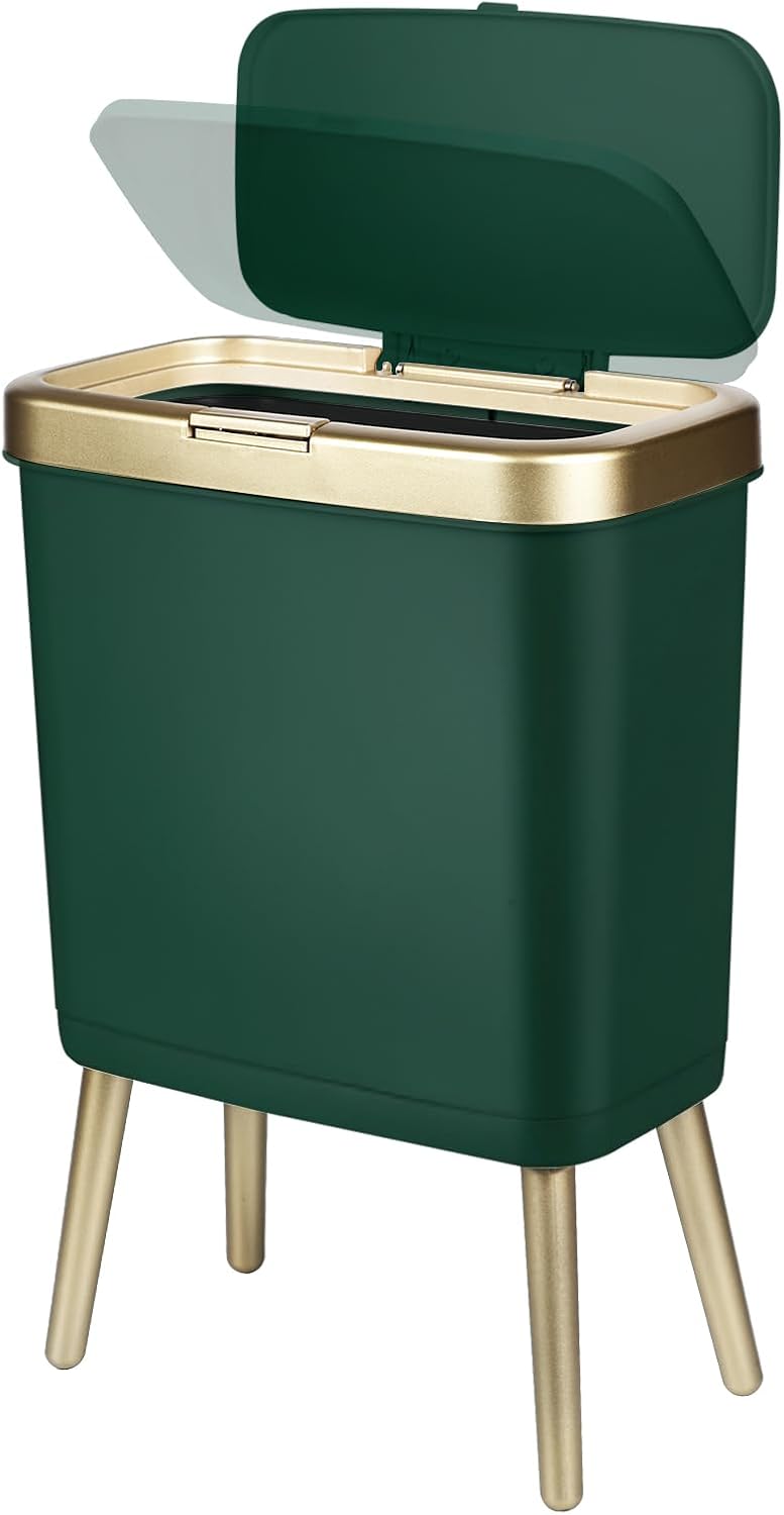 Basurero oficina baño 4gal borde dorado moderno verde