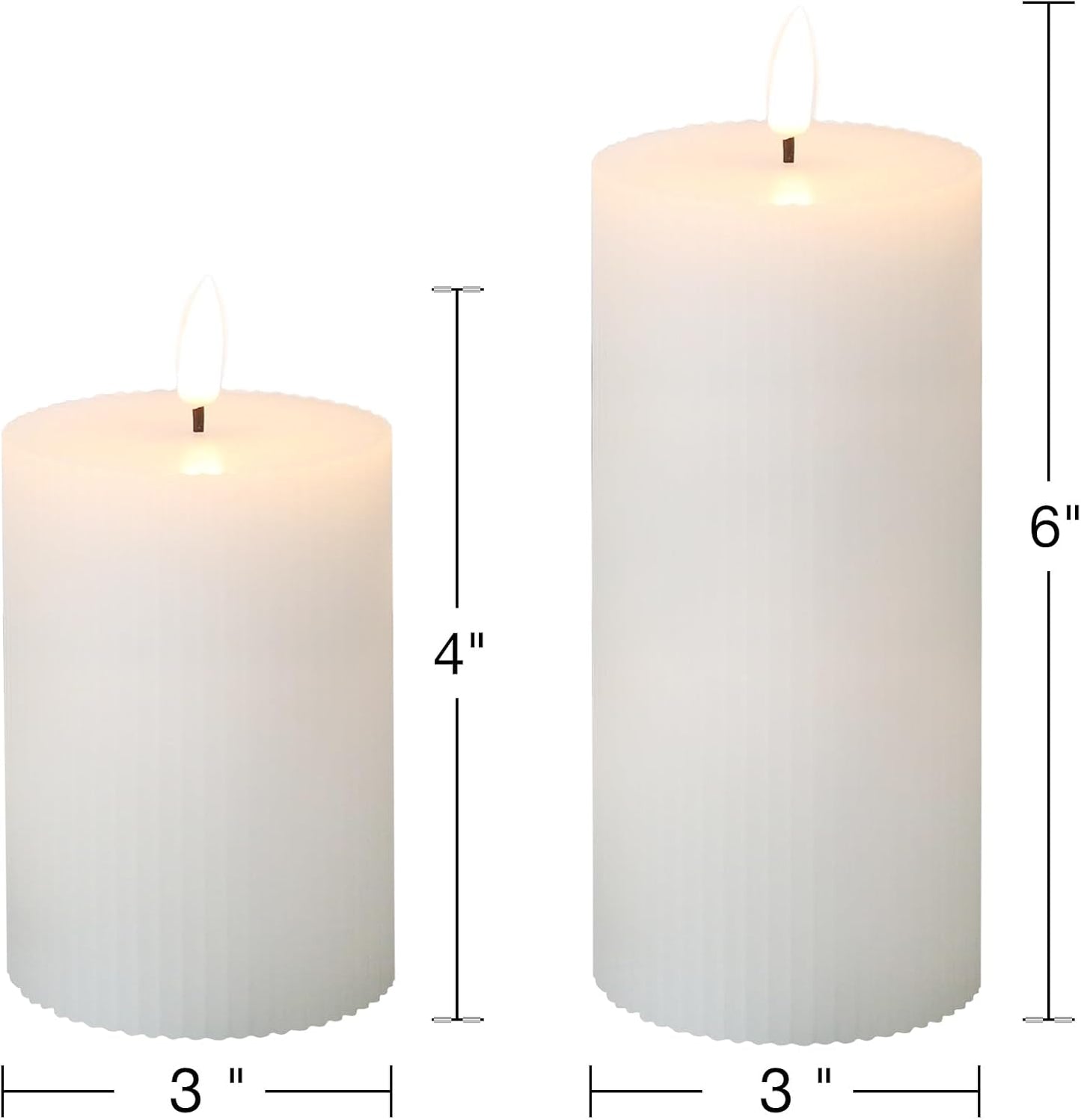 Velas pilar LED blancas con control remoto set 2