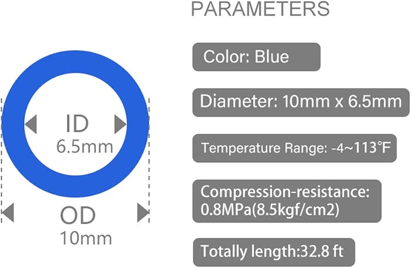 Manguera neumática 10x6.5mm PU 32.8pies