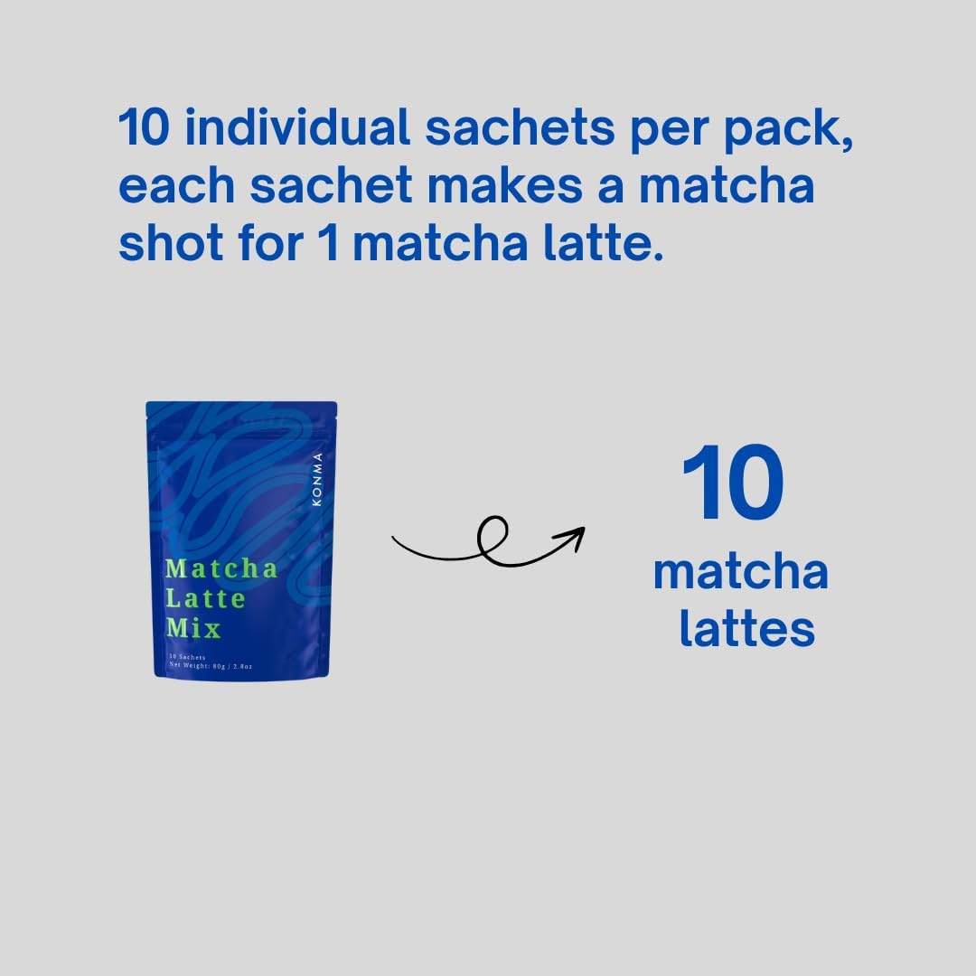 Polvo matcha ligeramente dulce con azúcar de caña 10 palitos individuales