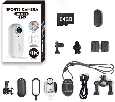 Cámara acción 4K 64gb con clip 360° magnético