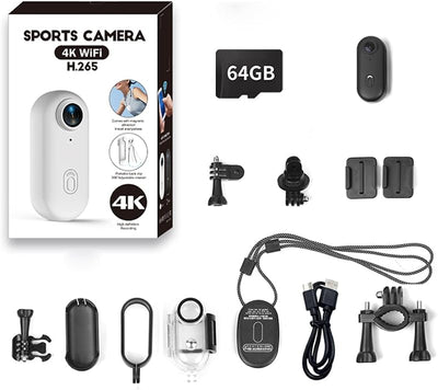 Cámara acción 4K 64gb con clip 360° magnético