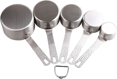 Set 5 Tazas Medidoras Acero Inox 18/8 Color Plata