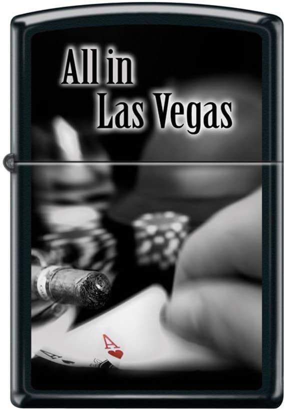 Encendedor Todo en Las Vegas Ace Card Negro Mate