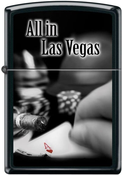 Encendedor Todo en Las Vegas Ace Card Negro Mate