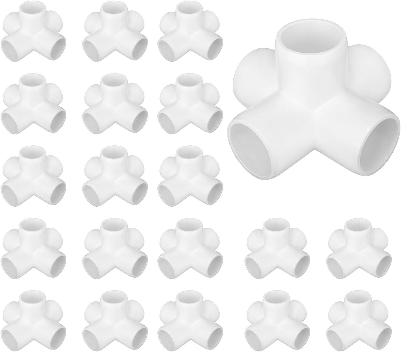 Pack 20 Conectores PVC 1/2pulg 5 Vías para Estantes DIY
