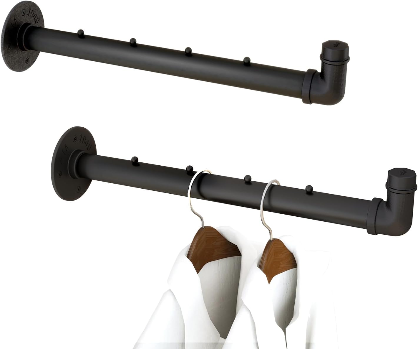 2 Barras Ropa Tubo Industrial 15.7pulg Pared Negro