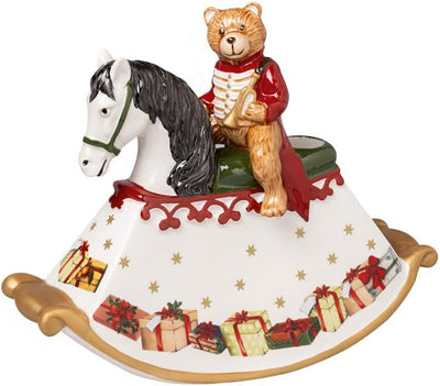 Caballo mecedor portavelas porcelana