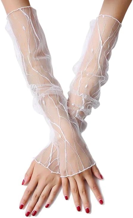 Guantes tul transparentes sin dedos para mujer fiesta boda