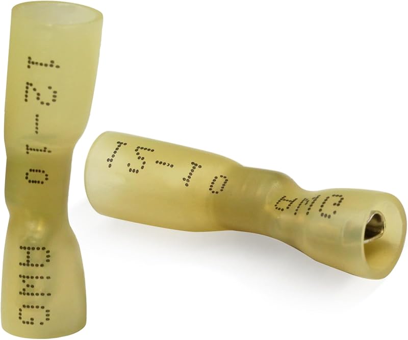 100 Conectores Pala Hembra Termorretráctiles 12-10 AWG Amarillo