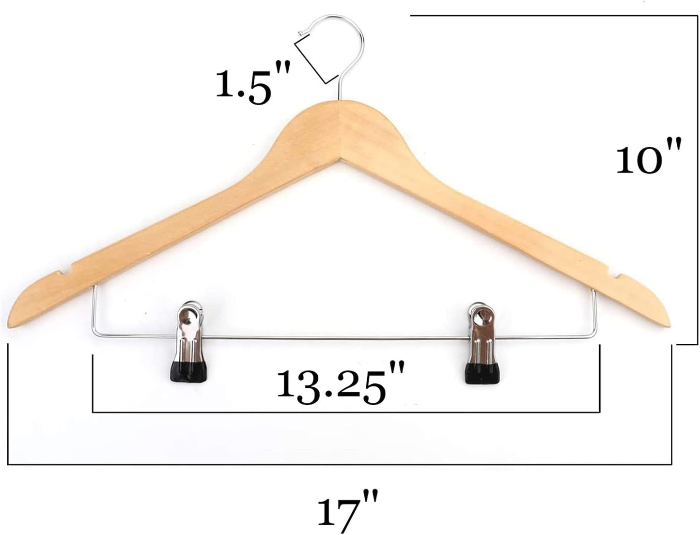 10 Ganchos Madera con Clips Acero para Faldas