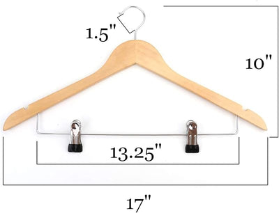 10 Ganchos Madera con Clips Acero para Faldas