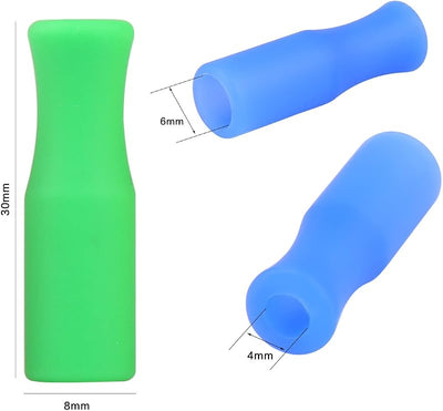 12 puntas silicona para popotes acero inox 1/4pulg multicolor