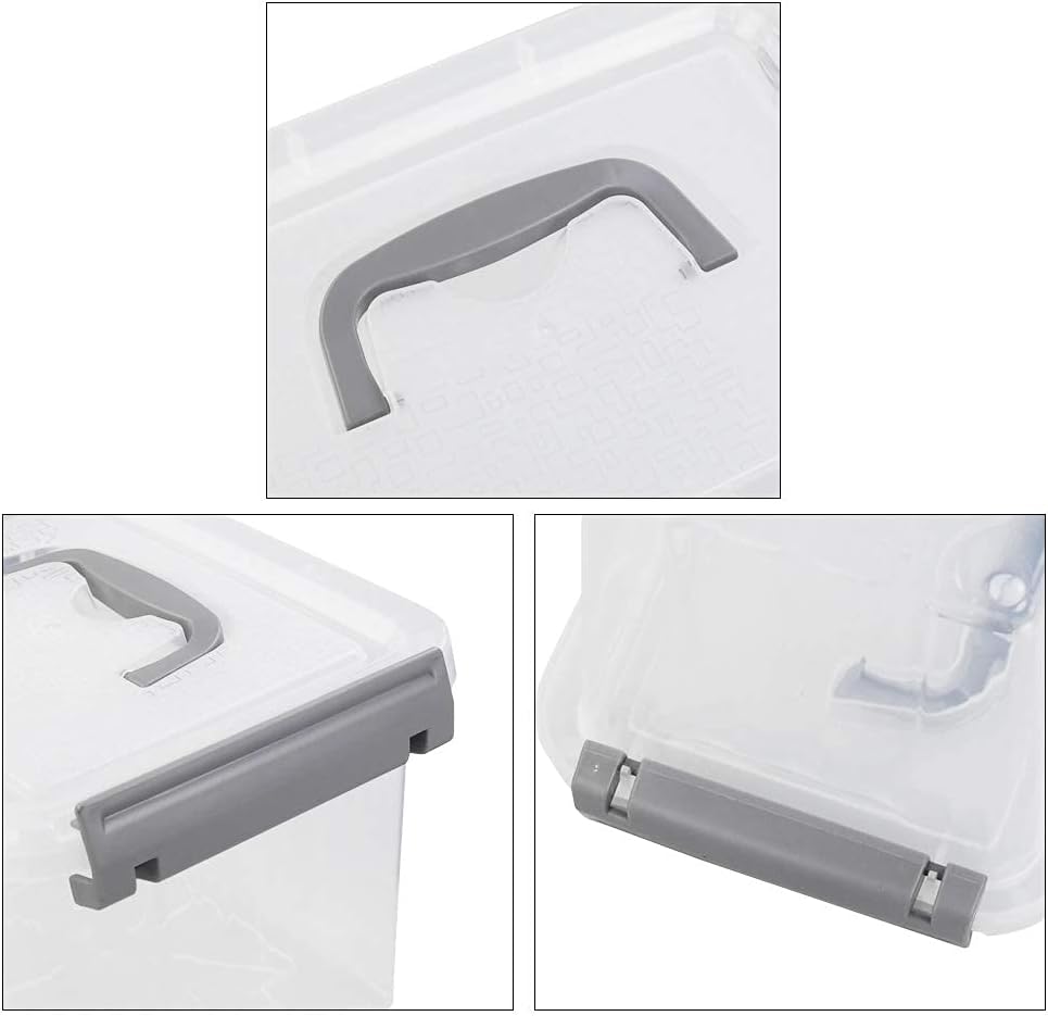 6 Pzas Cajas Plástico Transparente 3L Tapas Grises