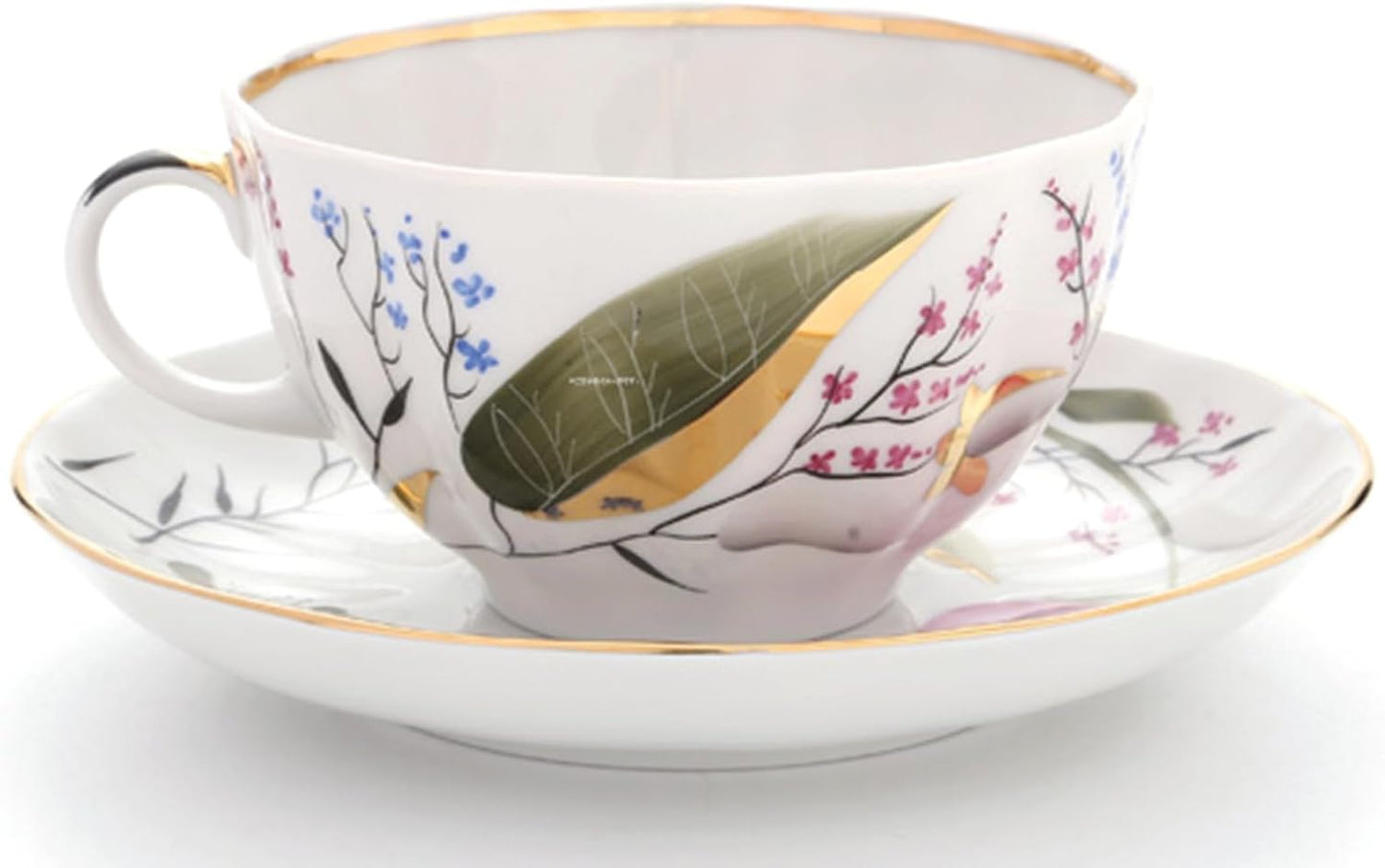 Set té porcelana tulipanes rosados 8.45oz
