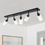 Foco baño negro 5 luces giratorio vidrio transparente techo