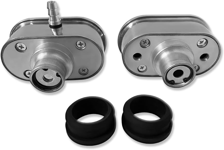 Kit Tapa Válvula PCV Ovalada Aluminio Pulido con Arandelas