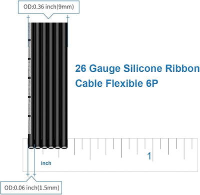 Cable plano silicona 26AWG 50pies cobre estañado trenzado negro