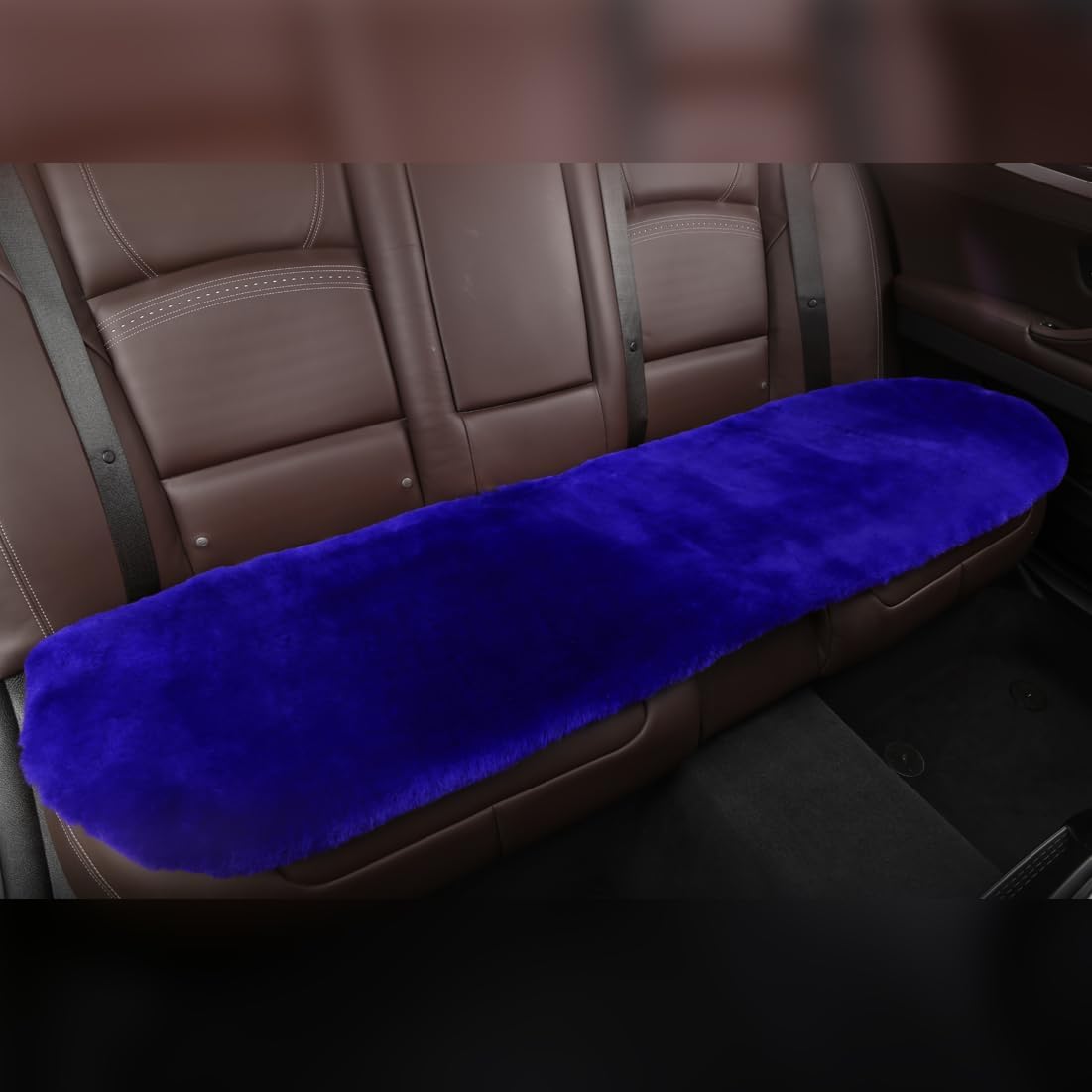 Funda asiento auto piel oveja antiderrap azul